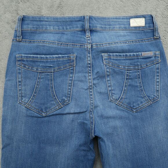 Seven7 Jeans Women's 6 Blue Mid-Rise Straight Crop Denim 24.5" Inseam Distressed - Picture 10 of 16